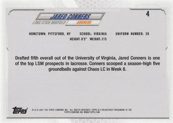 2021 Topps Premier Lacrosse League First Edition #4 Jared Conners Back